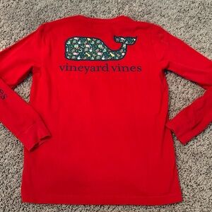 Vineyard Vines Red Christmas whale long sleeve tee boys girls medium 12–14